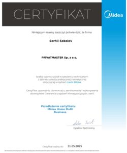Certyfikat Midea RAC 2024