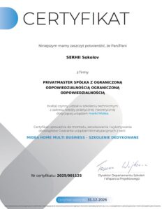 Certyfikat Midea RAC CAC Multi Privatmaster
