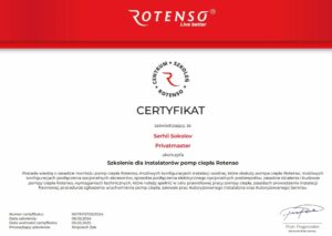 Certyfikat Rotenso Pompyciepla